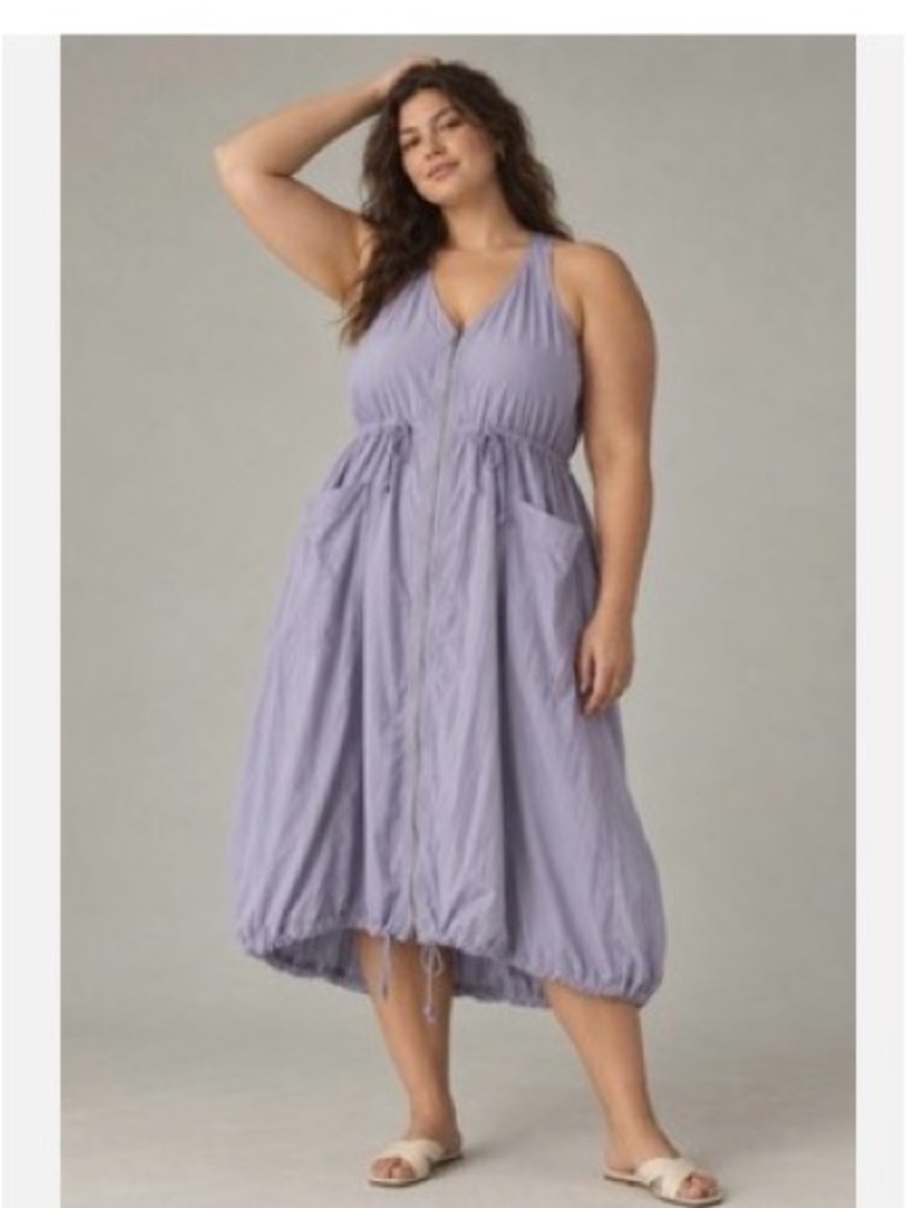 Anthropologie Daily Practice Sleeveless Lavender Drawstring Midi Dress - Women